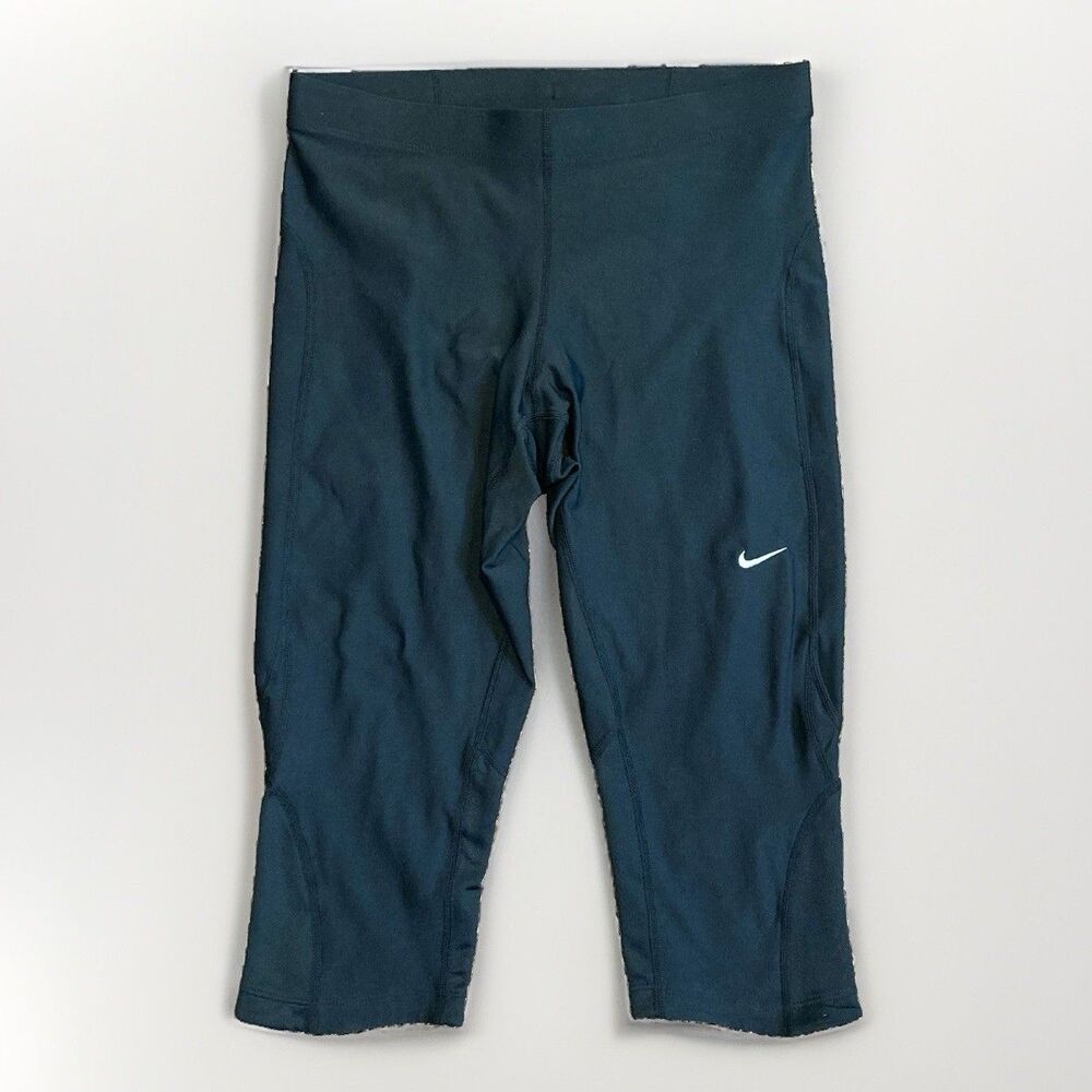 NIKE Women's Knee Length Black Running Exercise Pants Athletic Dri-Fit Sz Small